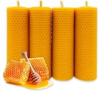 LAMARE 4 Velas de Miel de Abeja Natural 100% Cera de Abeja Hechas a Mano Sin Parafina - Ritual Mágico Buena Suerte 11/22 - Velas Decorativas - Perfectas para regalo (15 cm x 4,5 cm)