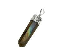 LAMARE - Colgante de LABRADORITA - Puntas de Minerales - Engarce de Cobre Chapado en Plata - Piezas Artesanales Únicas - Medida Entre 2 y 4 CM - 1 Unidad