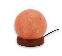 LAMARE Lámpara USB de sal del Himalaya - ESFERA - Lámpara de escritorio con base de madera y LED multicolor