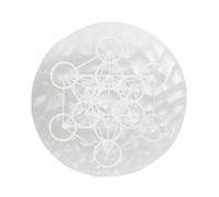 LAMARE PLACA DE SELENITA - Placa de Carga de Cristales, Joyas y Piedras Curativas - Piedra Selenita Natural - Placa de Carga Grabada - Diámetro 10 cm (Placa Selenita Metatron)
