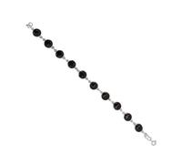 LAMARE - Pulsera de ÓNIX en Plata de Ley - Pulsera con gemas Redondas - Estilo Minimalista - Entre 9 y 10 Cabujones Redondos - Longitud Ajustable de 18 a 19 cm - 1 Unidad