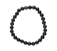LAMARE - PULSERAS BOLAS DE PIEDRA NATURAL - Diseño Sofisticado y Elegante - Hechas a Mano - Variedad de Piedras Naturales - Ø 5 Cm y Peso Entre 5-20 Gr - Ideal Para Regalo (6 mm, Obsidiana Dorada)
