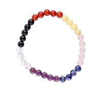 LAMARE - PULSERAS BOLAS DE PIEDRA NATURAL - Diseño Sofisticado y Elegante - Hechas a Mano - Variedad de Piedras Naturales - Ø 5 Cm y Peso Entre 5-20 Gr - Ideal Para Regalo (6 mm, 7 Chakras con Onix)