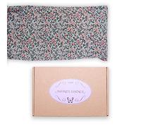 LAMARE Saco Semillas Microondas de Trigo y Lavanda 48 x 15 cm Funda Lavable 100% Algodón - Cojín Térmico Para Cervicales y Cólicos Terapia Frío y Calor. Saco de Semillas Para Microondas. Flores Gris.