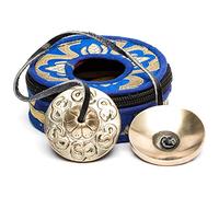 Lamatar1 Símbolos budistas de Tingsha, tamaño mini de 5 pulgadas con bolsa de algodón azul, hecha a mano de Nepal, para terapia de sonido, limpieza, reiki y meditaciones