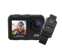 Lamax W9.2, pantalla dual, resistente al agua sin carcasa de 12 m, estabilización MAXsmooth, Wi-Fi, fotos de 20 Mpx, cámara lenta, lapso de tiempo, 22 accesorios, en alemán