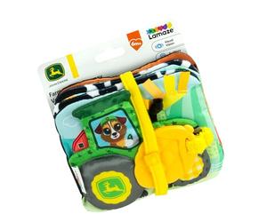 Lamaze John Deere Farm to Table Journey, libro de bebé plegable suave con paneles de colores y blanco y negro, sonidos fruncidos, pipas, cintas, mordedor, juguetes sensoriales para