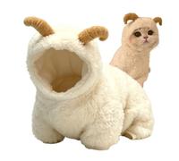 Lamb Dog Costume Pet - Plush Lamb Shape Hoodie with 3D Horn | Comfortable Cat Hoodie for Apartment Living Room Daily Home Commuting Winter Walking Casual Party Gathering