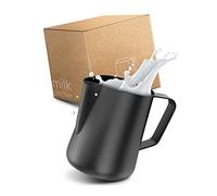 Lambda Coffee Jarra de leche 350ml acero inoxidable | cafetera barista espresso negra | perfecta para latte macchiato | jarra leche accesorios cafe