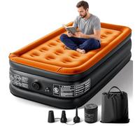 Lamberia Colchón de aire con bomba integrada de 2 propósitos, 18 elevados, 660 libras máximo, colchón inflable cómodo, cama de aire portátil para camping, invitados, hogar, colchón (naranja negro