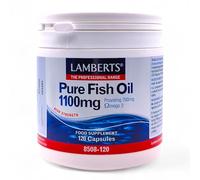 Lamberts Aceite de Pescado Puro (Pure Fish Oil) 120 Perlas de 1100mg - Con Omega-3 700mg, EPA 355mg, DHA 237mg y Vitamina E - Contribuye al Funcionamiento Normal del Cerebro, Corazon y Visión