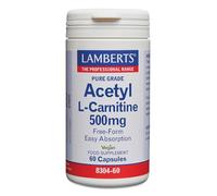 Lamberts Acetil L-Carnitina 500 mg | Forma Libre | Alta Absorción | 60 Cápsulas | 60 Días de Suministro | Calidad Farmacéutica GMP