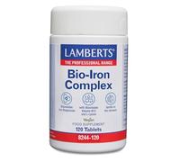 Lamberts Bio-Iron Complex | 120 Tabletas | Apto para Veganos | Sin Gluten | Hierro Bisglicinato 20 mg | B12 Metilcobalamina 250 µg | L-Lisina 1000 mg | Suave Estómago | Calidad Farmacéutica GMP