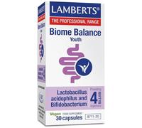 Lamberts Biome Balance Youth Cápsulas 30 - 4 mil millones de bacterias vivas - Apoyo intestinal suave para mayores de 12 años - Cápsulas veganas de liberación retardada