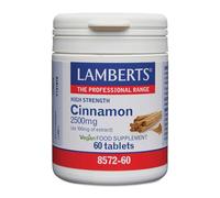 Lamberts Canela 2500 mg | Extracto Estandarizado 25:1 de Corteza de Canela Cassia | 62-73% de Cinamaldehído | Baja en Cumarina | 60 Tabletas | Calidad Farmacéutica GMP
