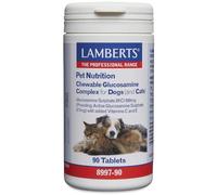 Lamberts Complejo de Glucosamina para Perros y Gatos | 500 MG de Sulfato de Glucosamina 2K on Vitaminas C y E | 90 Tabletas Masticables