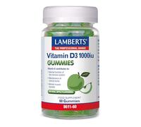 Lamberts Gomitas de vitamina D3 1000iu, adecuadas para vegetarianos, apoyo inmunológico y óseo, sin azúcar, 60 gomitas