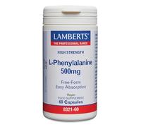 Lamberts L-Fenilalanina 500 mg | 60 Cápsulas | Apto para Veganos | Sin Gluten | Sin OGM | Aminoácido Esencial Forma Libre | Fácil Absorción | Calidad Farmacéutica GMP