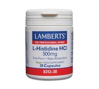 Lamberts L-Histidina HCl 500 mg | Aminoácido en Forma Libre | Síntesis de Proteínas y Función Celular | 30 Cápsulas | 30 Días | Calidad Farmacéutica GMP