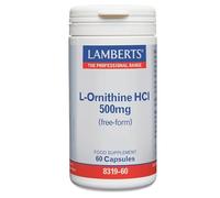 Lamberts L-Ornitina HCl 500 mg | Aminoácido No Esencial | Forma Libre | Alta Absorción | 60 Cápsulas | Calidad Farmacéutica GMP