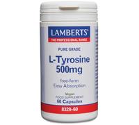Lamberts L-Tirosina 500 mg | Aminoácido No Esencial | Forma Libre | Alta Absorción | 60 Cápsulas | Calidad Farmacéutica GMP