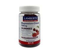 Lamberts Magnesio Citrato 150 mg | 40 Gominolas | Sin Azúcares Añadidos ni Edulcorantes | Apto para Veganos | Alta Absorción | Sabor Cereza y Fresa Natural | Calidad Farmacéutica GMP