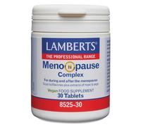 Lamberts Meno-Pause Complex | 30 Tabletas | Apto para Veganas | Sin Gluten | Sin OGM | Lifenol® Lúpulo 100 µg 8-PN | Isoflavonas Soja 50 mg | Extracto Salvia | Calidad Farmacéutica GMP