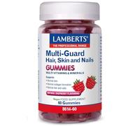 Lamberts Multi-Guard® Cabello, Piel y Uñas | 60 Gominolas | Sin Azúcares Añadidos ni Edulcorantes | Apto para Veganos | Biotina 450 µg + Zinc + Vitamina C | Sabor Frambuesa | Calidad Farmacéutica GMP