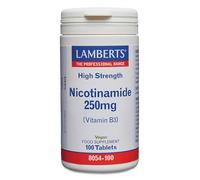 Lamberts Niacina (Vitamina B3) 250 mg | Nicotinamida | Energía, Sistema Nervioso y Piel | 100 Tabletas | 100 Días | Calidad Farmacéutica GMP