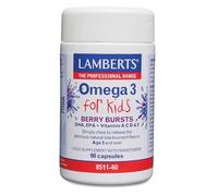 Lamberts Omega 3 para Niños | DHA 100 mg + Vitaminas A, C, D y E | Cápsulas Masticables Sabor Frutos del Bosque | 60 Cápsulas | Calidad Farmacéutica GMP