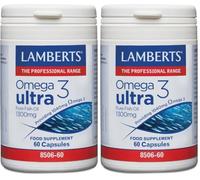 Lamberts Omega 3 Ultra 1300 mg | Alta Concentración EPA y DHA | 1040 mg Omega 3 por Cápsula | 60 Cápsulas | Una al Día | Calidad Farmacéutica GMP (Paquete de 2)