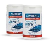 Lamberts Omega 3 Ultra - Pack Ahorro 2 x 60 Cápsulas - Aceite de Pescado Concentrado 1300mg - Con EPA 715mg y DHA 286mg - Suplemento de Ácidos Grasos Omega-3 para el Mantenimiento del Bienestar