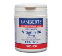 Lamberts Vitamina B6 50 mg | Piridoxina | Energía, Sistema Nervioso y Regulación Hormonal | 100 Tabletas | 100 Días | Calidad Farmacéutica GMP