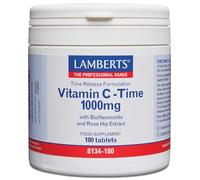 Lamberts Vitamina C 1000 mg | Liberación Sostenida | 180 Tabletas | Una al Día | Con Bioflavonoides y Escaramujo | Calidad Farmacéutica GMP