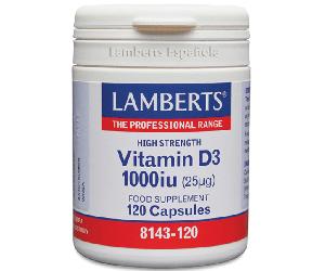 Lamberts Vitamina D3 1000 UI (25µg) 120 Cápsulas