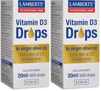Lamberts Vitamina D3 (600 Gotas) 20 Unidades 70 g (Paquete de 2)