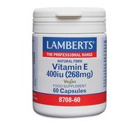 Lamberts Vitamina E Natural 400 UI | 268 mg de d-Alfa Tocoferol | Procedente de Aceite Vegetal | Cápsulas Vegetales | 60 Cápsulas | Calidad Farmacéutica GMP