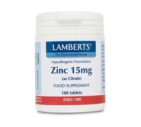 Lamberts Zinc 15 mg como Citrato | 180 Tabletas | Una al Día | Máxima Absorción | Sin Gluten | Sin OGM | Calidad Farmacéutica GMP