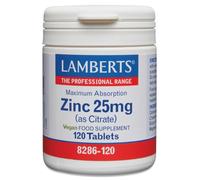 Lamberts Zinc 25 mg como Citrato | Mayor Absorción | Apoyo Cognitivo, Sistema Inmunitario y Fertilidad | 120 Tabletas | 120 Días de Suministro | Calidad Farmacéutica GMP