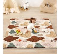 Lambluefly Alfombra Bebe Acolchada Plegable, Alfombra Bebe 127x127cm, Antideslizante, Lavable en la Lavadora, Plegable Colchoneta Bebe Suelo Habitacion, Alfombra Juegos Bebe, Diseño de Estilo Bohemio
