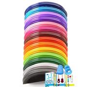 Lambluefly Filamentos Lapiz 3D PLA,24 Colores,5M Cada Uno,Total 120M,Filamento Boligrafo con Dedos de Silicona y Plantilla, 1,75 mm 3D Filamento PLA para Bolígrafo 3D son Adecuados para MYNT3D,SCRIB3D