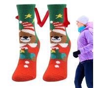 Lambo Calcetines con Manos Magnéticas - Calcetines de Pareja tomados de la Mano,Calcetines para Parejas de muñecas, Calcetines de Tubo Medio con temática navideña, Regalos Bonitos para Parejas
