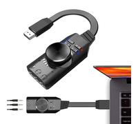 Lambo - Enchufe USB Audio | Adaptador de audio USB de audio óptico con sonido envolvente virtual 7.1 con control de volumen | Interfaz de audio USB de 3,5 mm, adaptador de auriculares USB único para