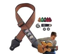 Lambo Guitarras acústicas Correa de ukelele ajustable Correa de guitarra con 5 medios 1 adaptador 2 hebillas cinturón guitarra para guitarras bajas acústica regalos para guitarristas