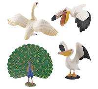 Lambo Pájaros Animales Figuras - Juguetes con figuras de pájaro Incluye pelícanos, cisnes y pavos reales, Decoración de oficina en casa Ornamento Juguete Figuras de animales