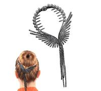 Lambo - Pasadores para el pelo con pedrería con cuentas antideslizantes, diseño de ala de ángel, para cabello grueso, pinza de pelo con perlas de diamantes de imitación para mujeres