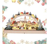 Lambo Village Noël - Decoración de Pueblo de Madera, Ciudad de Navidad, Ornamento para casa de Madera de, decoración navideña, luz LED preiluminada