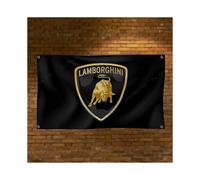 Lamborghini 3x5 ft Black Banner Racing Flags Car Show Garage Man Cave Wall Decor QQZ48