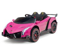 Lamborghini Veneno 12v, RC, Rosa, 1-7 AÑOS, Coches ELÉCTRICO 12V para NIÑOS, 2 PLAZAS, 4 Motores