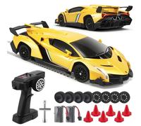 Lamborghini Veneno Drift Car 1:18 4WD RC Drift Auto 20km/h High Speed Mini Drift Auto teledirigido 2,4GHz Coche teledirigido con luces LED para niños a partir de 6 7 8 9 10 11 12+ años (amarillo)